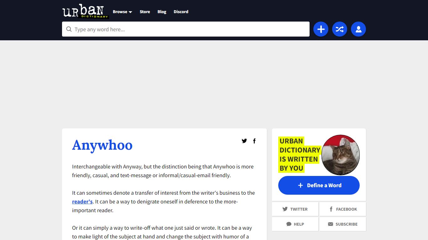 Urban Dictionary: Anywhoo